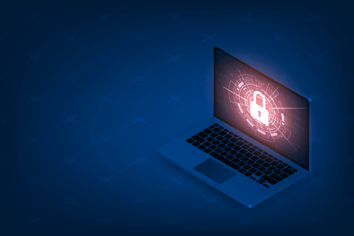 Multiple connected devices protected by digital shield, representing comprehensive endpoint security and centralized management